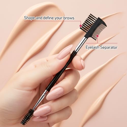 6 Pcs Eyebrow Brush and Eyelash Comb Set, 3-Head Grooming Tool Black