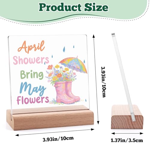 Spring Decor Acrylic Plaque with Wooden Stand - Inspirational Home Sign