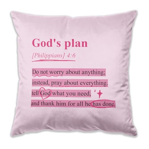 Pink Christian Pillow Cover 18x18 - Religious Home Decor