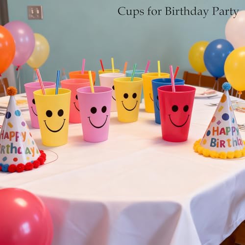 Keretuby 260ml Shatterproof Toddler Toothbrush Holder Cups - 10 Colors, Stackable & Reusable