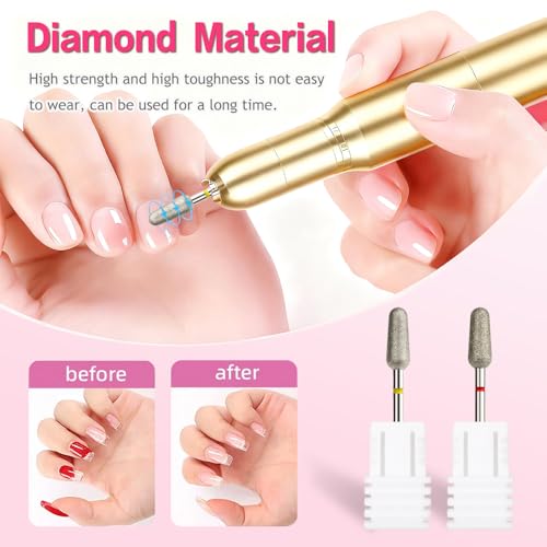 Cuticle Clean Nail Drill Bits 3/32 Inch 2Pcs Safety Peanut Shape