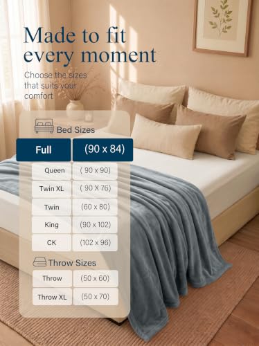 Utopia Bedding Full Size Microfiber Fleece Bed Blanket Ash Grey 90x84 Inches