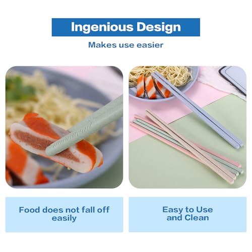 Frunsse Reusable Chopsticks 4 Pairs, 20cm Textured Matte Soft-Tone Utensils