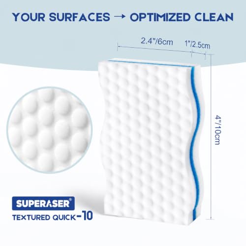 SUPERASER HD-PU Durable 10-Pack Melamine Magic Sponge Erasers for Household Cleaning
