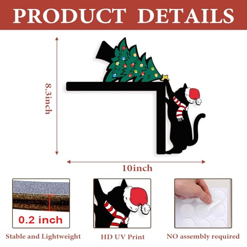 Funny Black Cat Christmas Door Topper - Holiday Window & Wall Decor - Black Cat 2
