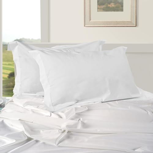 BoL CamelliaCasa 400 Thread Count 100% Cotton Pillowcase Set, Standard White