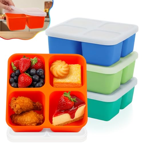 Roshtia Silicone Food Containers - 4 Pack Reusable Bento Lunch Boxes