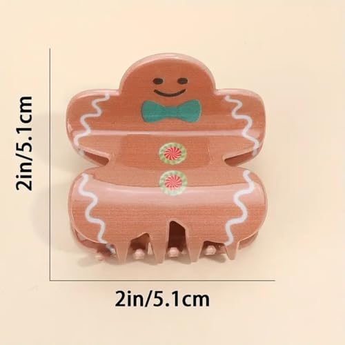 LETSWIN Gingerbread Man Hair Claw Clip Cute Christmas Acrylic Jaw Clip