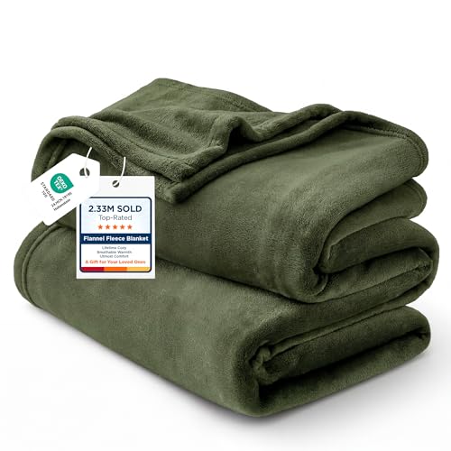 Bedsure Olive Green GentleSoft Fleece Throw Blanket 50x60"