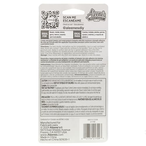 Aleene's Jewelry & Metal Glue 0.70oz - Waterproof Clear Adhesive for Metals & Stones