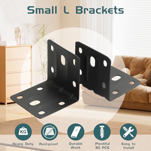 Alise 10 Pack Heavy Duty Black L Brackets 2x2in for Furniture