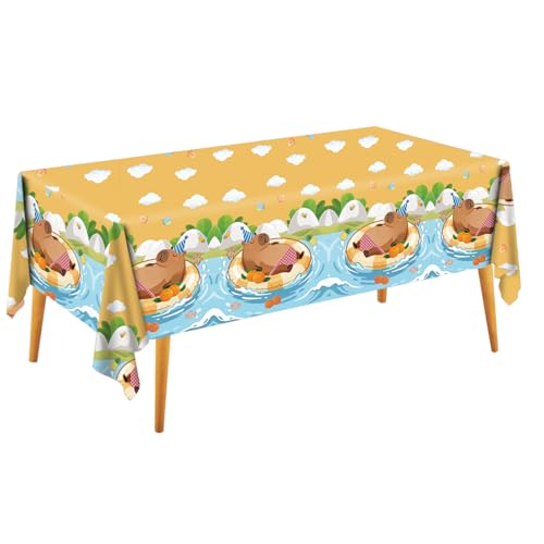 3 Pack Orange Capybara Tablecloths, 54" x 108" Disposable Table Covers