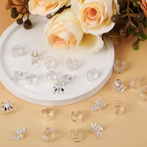 Mabor Silver Hair Cuffs for Braids - 40Pcs Adjustable Metal Dreadlock Rings