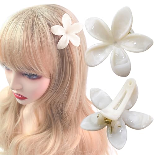 Frangipani Flower Hair Barrettes 2.36 Inch Non-Slip Plumeria Clips