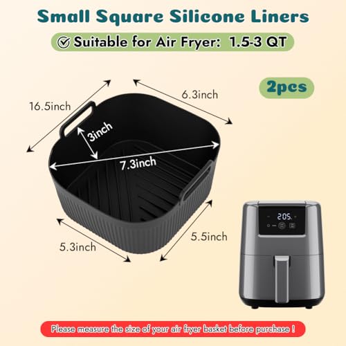 BYKITCHEN 5.5-inch Small Silicone Air Fryer Liners (2-Pack) for 1.5-3 QT
