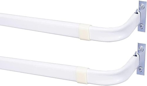 Blu-Pier Tech Heavy Duty Curtain Rod - Adjustable 28 to 48-Inch Width, White | Pack of 2 with Hardware Included