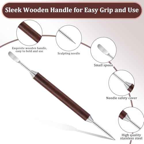 4PCS Stainless Steel Latte Art Pen Set with Wood Handles