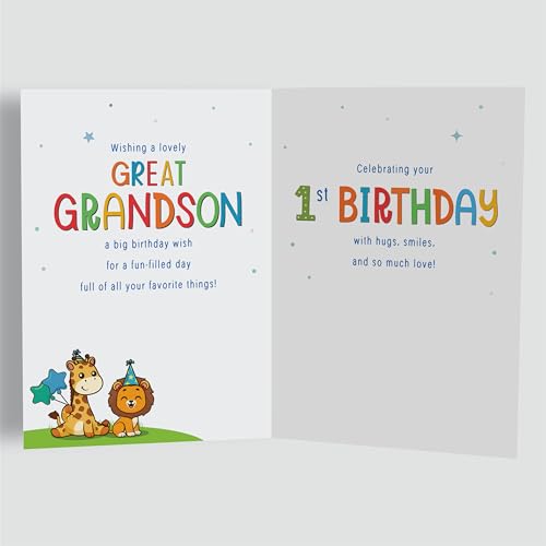 Great-Grandson's 1st Birthday Card - Premium A5 Jungle Theme