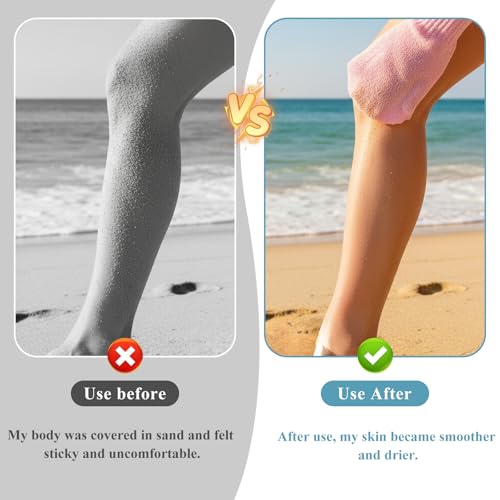 Thinp Sand Remover Mitts - 2 Pack Beach Sand Wipe Off Mitts with Storage Bag
