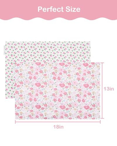 ALVABABY Toddler Pillowcases Pink Floral Pack of 2 - Fits 12x16 & 13x18 Inches