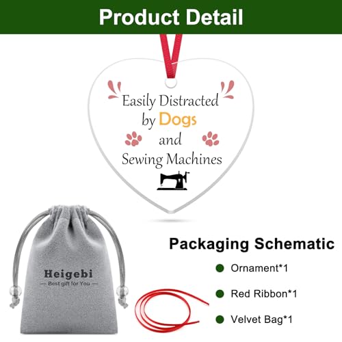 Sewing Christmas Ornament for Dog Lovers - 7.6cm Acrylic Gift