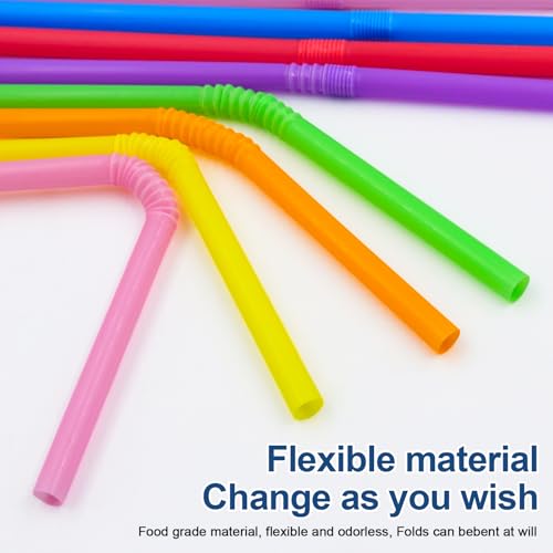 Multicolour Flexible Plastic Drinking Straws 8.5 inch - 200 Pack - SONGNASS