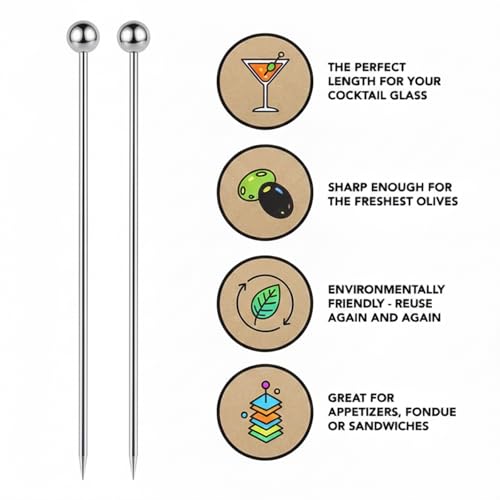 Reusable Stainless Steel Cocktail Picks Set - 6PCS Rose Gold