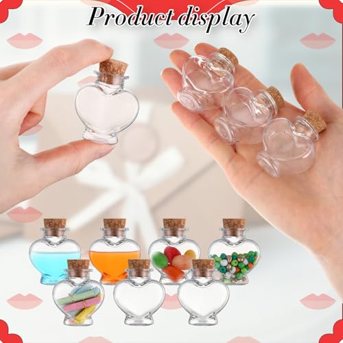 25 Pack Heart-Shaped Mini Plastic Bottles with Cork Stoppers & Craft Kit