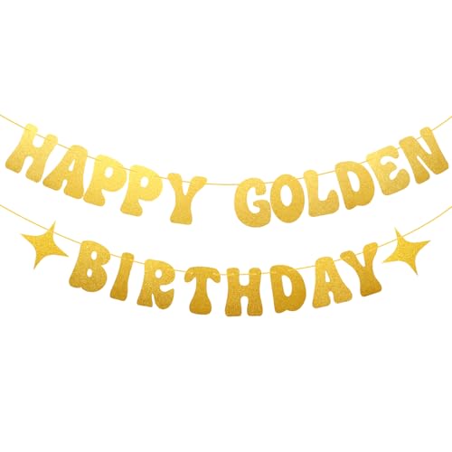 Happy Golden Birthday Banner - Premium Glitter Party Decor