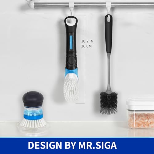 MR.SIGA Soap Dispensing Dish Brush with Scraper - 1 Pack