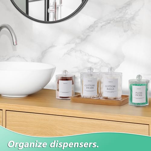 4-Pack Clear Bathroom Storage Canisters with Lids and Labels