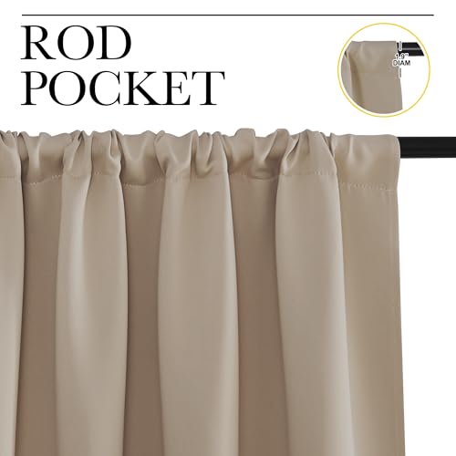 NICETOWN 70x63 Blackout Curtains - Energy Saving Thermal Drapes, Taupe