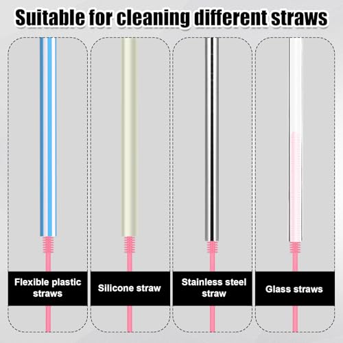 PEUTIER Silicone Straw Brush, 9.45-Inch Bendable Cleaner for Reusable Straws