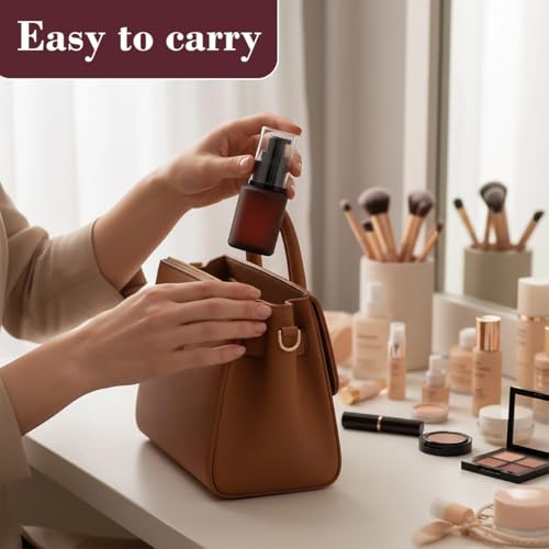 Ericotry 30ml Rose Red Frosted Glass Pump Bottle for Cosmetics and Travel