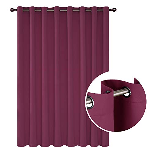 Deconovo Fuchsia Wide Width Blackout Grommet Curtain Panel 100W x 95L Thermal Insulated Room Darkening