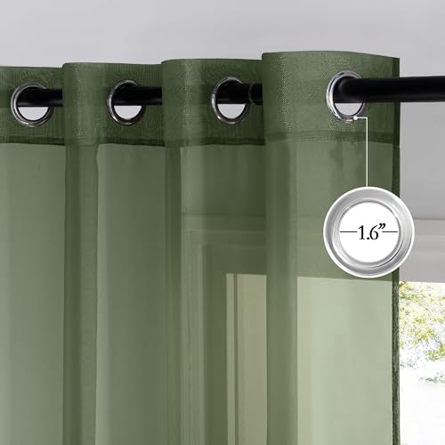 NICETOWN Forest Green Sheer Curtains 54"x84" - 2 Panels