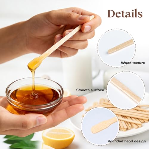 RAQEHO 200Pcs Eyebrow Wax Sticks Small Wooden Wax Applicator for Brows and Lips