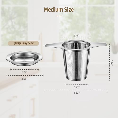 BOMANSI BOMS 2-Pack Stainless Steel Tea Infuser Set with Drip Tray