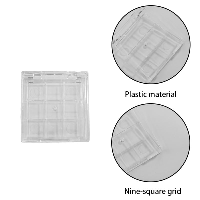 4-Pack 9-Grid Empty Makeup Palette Case - Clear Portable Cosmetic Organizer