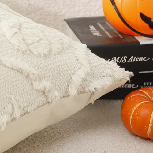 VAKADO Halloween Pumpkin Pillow Covers, 18x18 Cream Velvet Set of 2