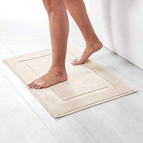 Amazon Basics Banded Bath Mat, 100% Cotton, 20" x 31", Cream