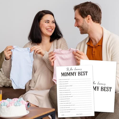 Guess Who Mommy or Daddy Baby Shower Game Cards - 30 Pack Minimalist