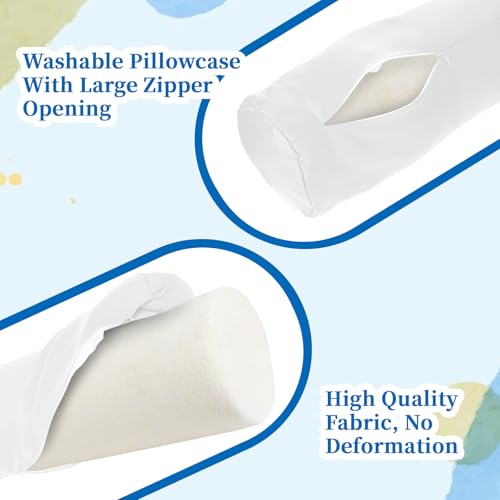 White Satin Neck Bolster Pillow Covers 2-Pack - Breathable, Zippered, 18x6 Inch