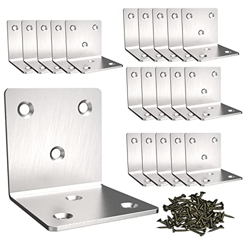 Aufuga Stainless Steel L-Shaped Corner Brackets - 2x2x2 Inch, 10 Pack