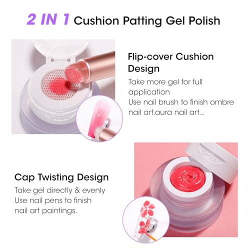 Gellen Pink Ombre Gel Nail Polish with Silicone Brush & French Tips