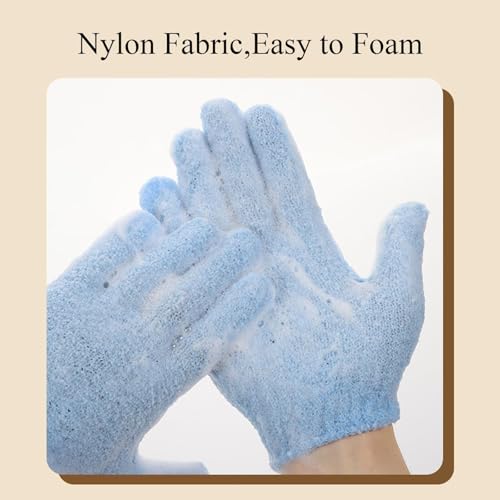 MOLOPPO Exfoliating Bath Gloves 2-Pack - Black Stretch Scrub Mitts