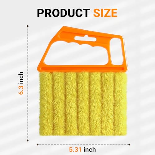3-Piece Window Blind Cleaner Duster Tool - Washable 7-Finger Orange