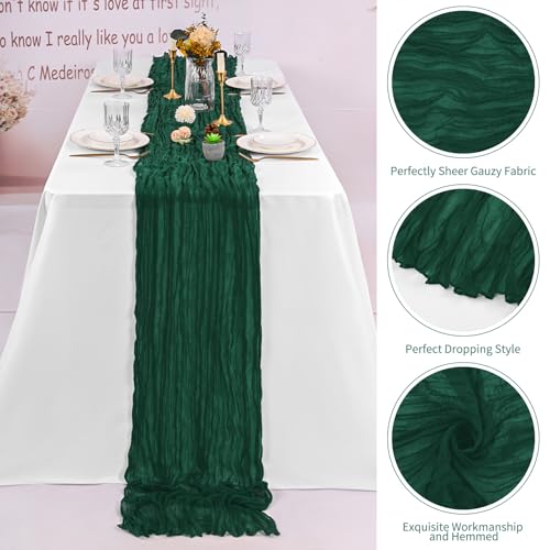 Emerald Green Cheesecloth Table Runner 16 Pack 20x120in Rustic Wedding Decor