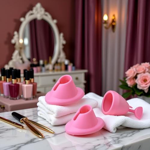 2-Pack Pink Rubber Nail Polish Holders - Anti-Spill Stand