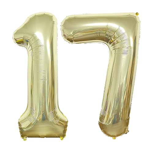 40 Inch Number 17 Foil Balloon Champagne Gold Birthday Party Decoration